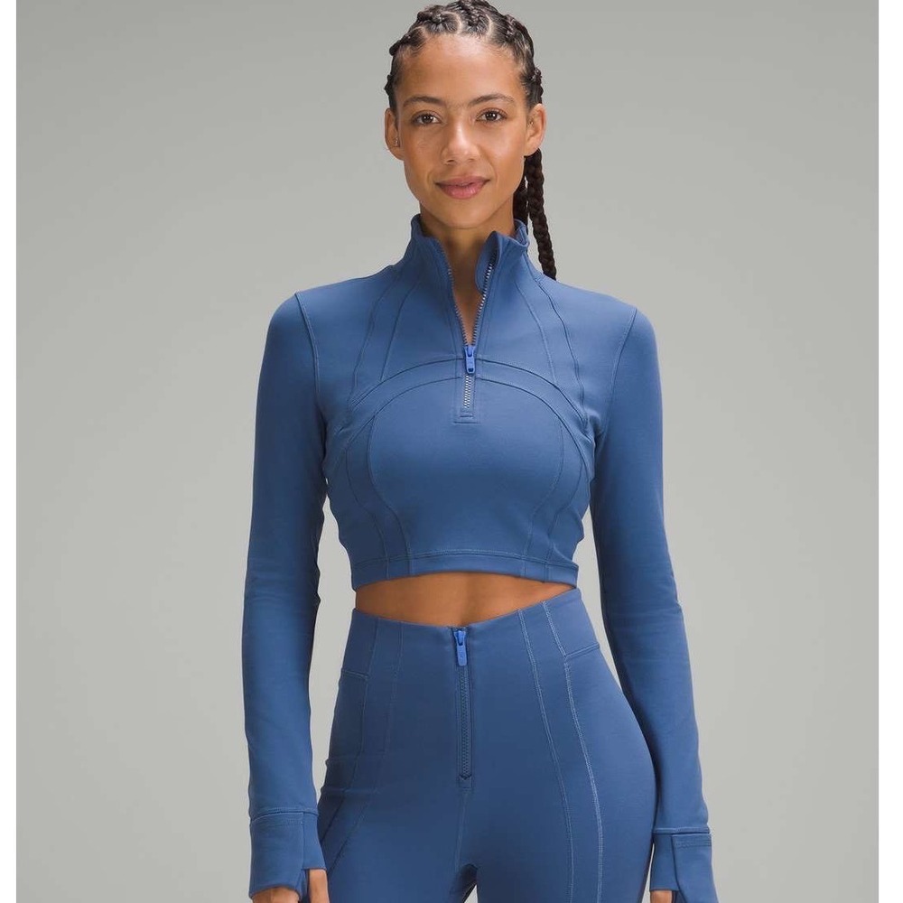 Lululemon Define Cropped Half Zip Womens 4 Pitch Blue Athletic Jacket Activewear